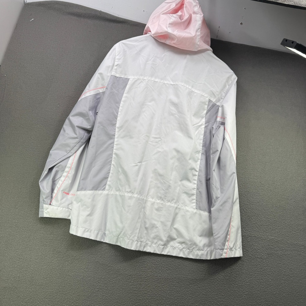 Free Country Jacket Womens XL White Grey Neon Pink Windbreaker Hooded Full Zip - Picture 3 of 11